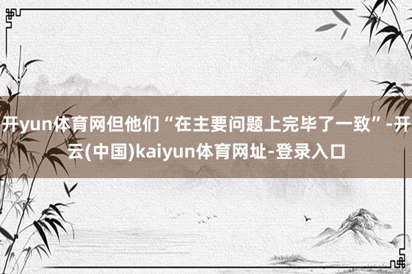 开yun体育网但他们“在主要问题上完毕了一致”-开云(中国)kaiyun体育网址-登录入口