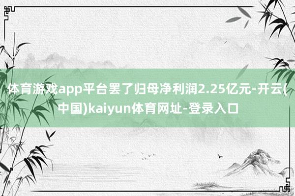 体育游戏app平台罢了归母净利润2.25亿元-开云(中国)kaiyun体育网址-登录入口